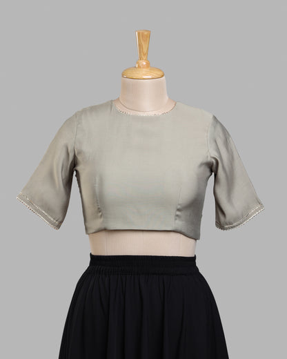 Sage Lace-Up Blouse - Corset Back, Sculpted Silhouette