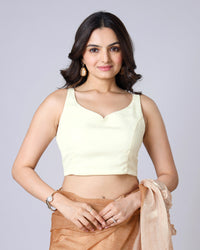 Classic Plain Ivory White Sweet Heart Neck Blouse