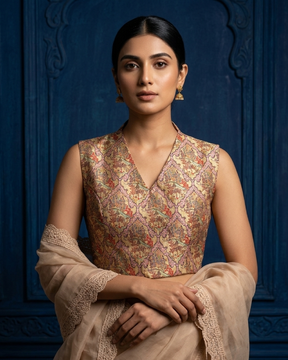 Madhuvanii Printed V Neck Blouse