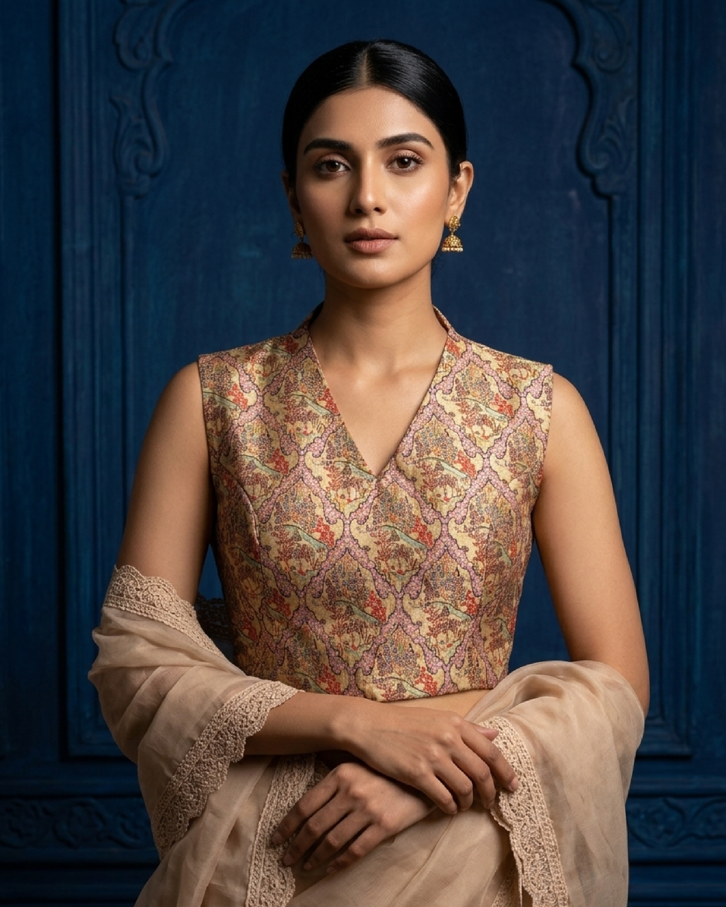 Madhuvanii Printed V Neck Blouse