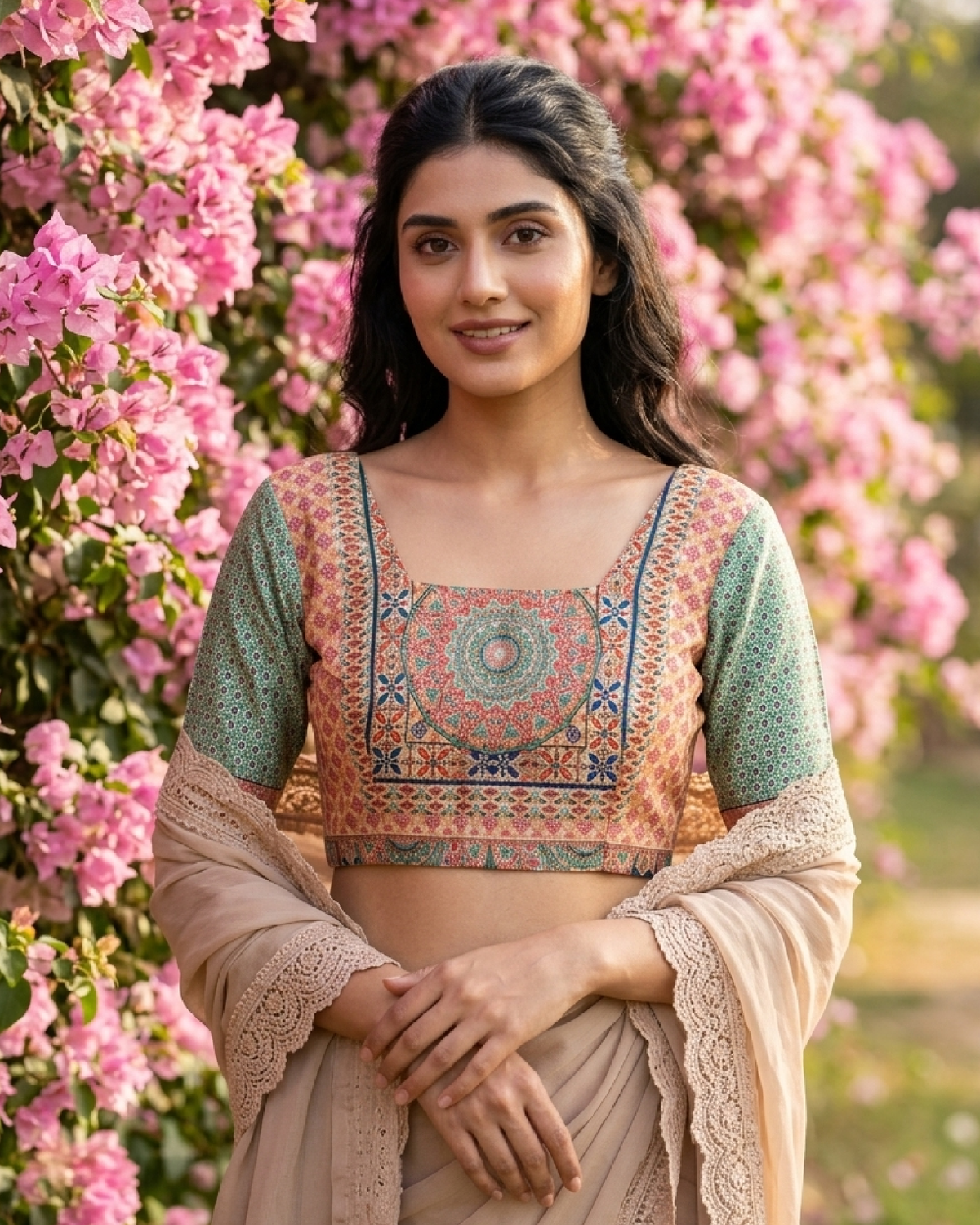 Madhuvanii Printed Square Neck Blouse