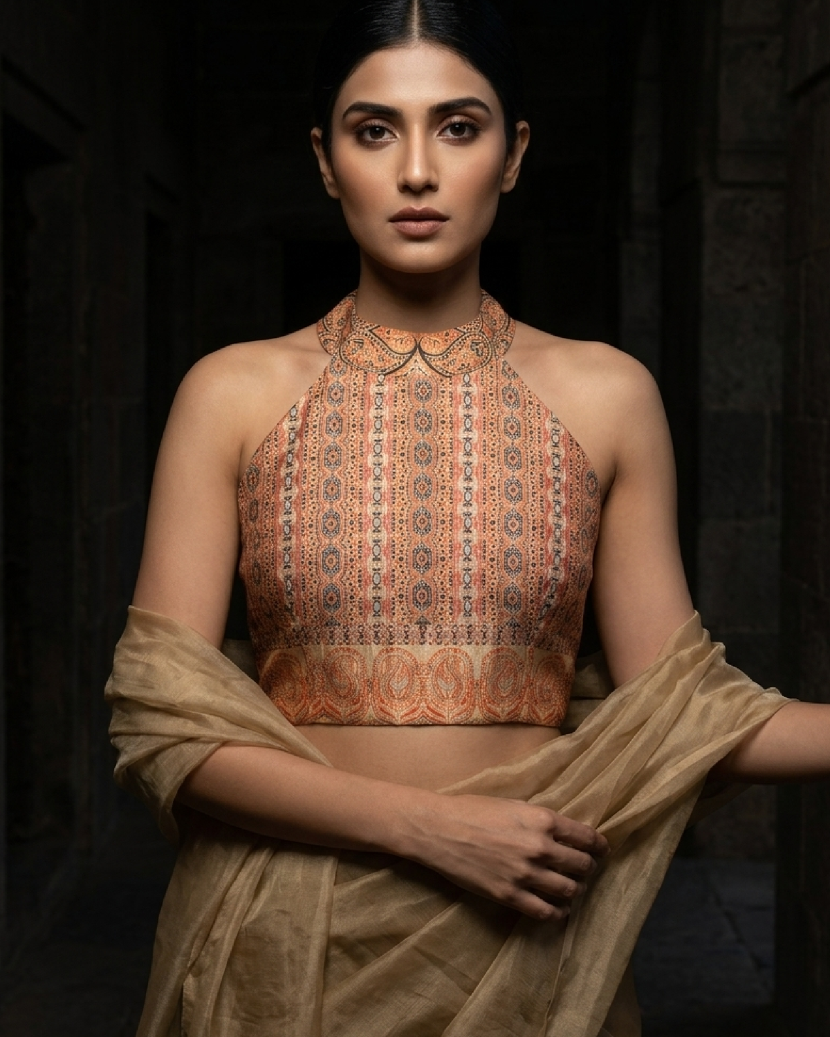 Madhuvanii Printed Halter Neck Blouse