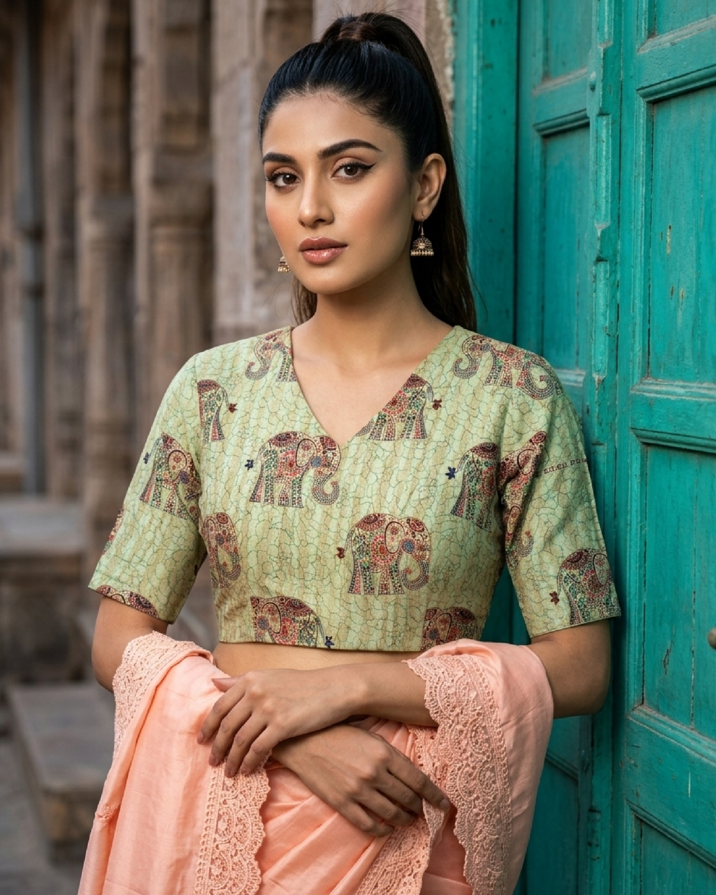 Madhuvanii Printed V Neck Blouse