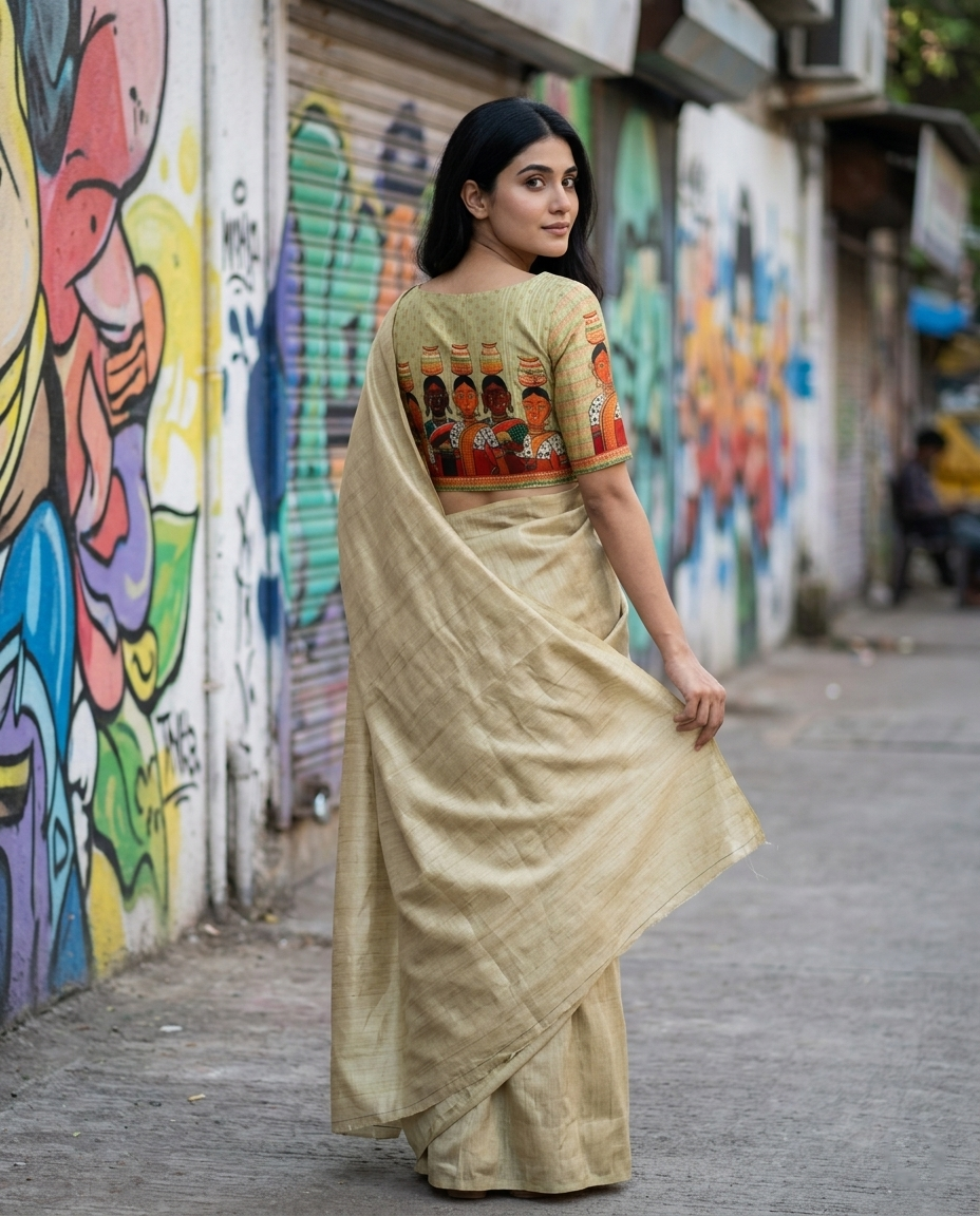 Quirky Printed Boat Neck Blouse