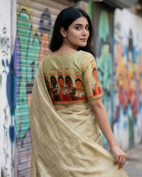 Quirky Printed Boat Neck Blouse