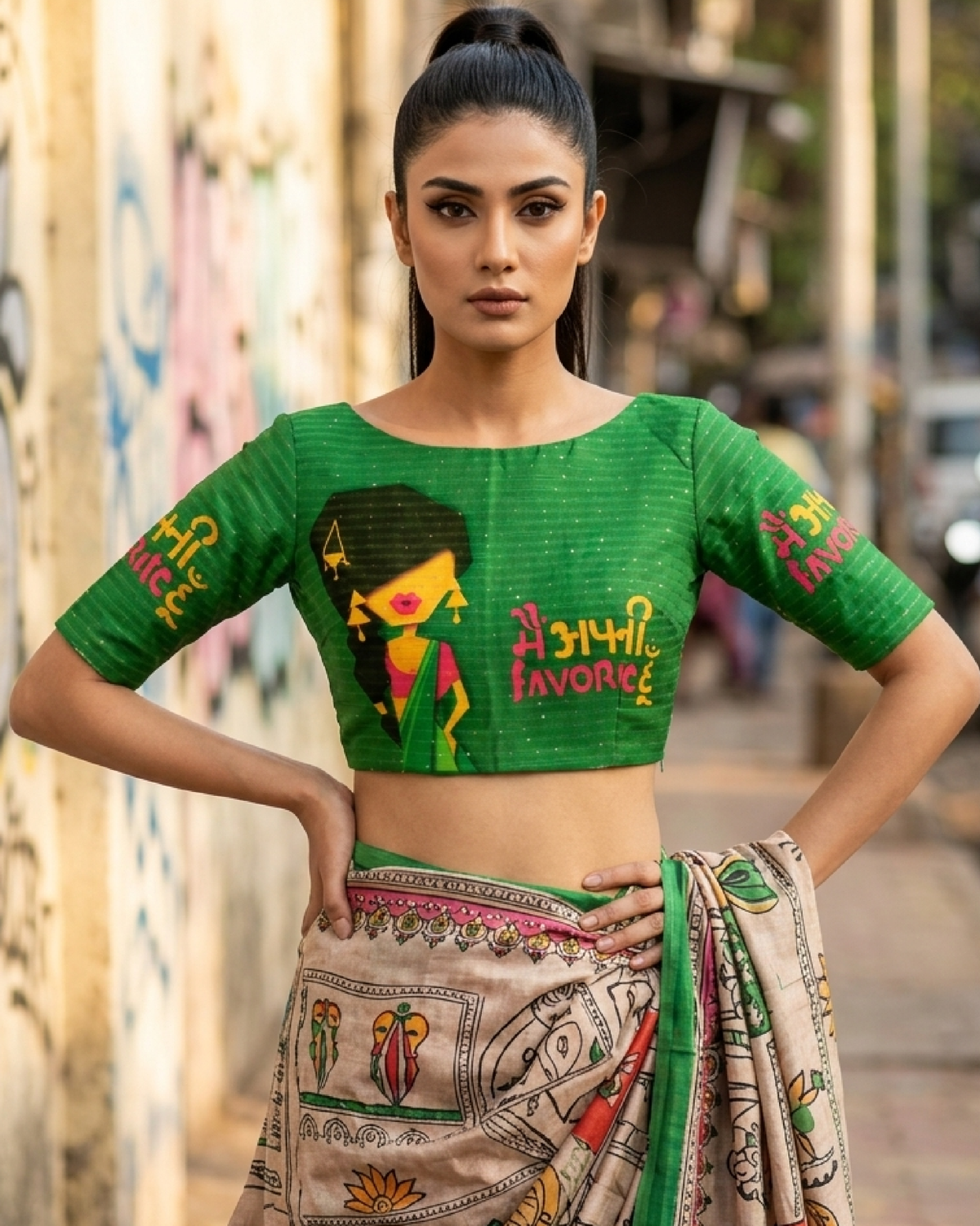 Quirky Printed Sequins Embroidery  Blouse