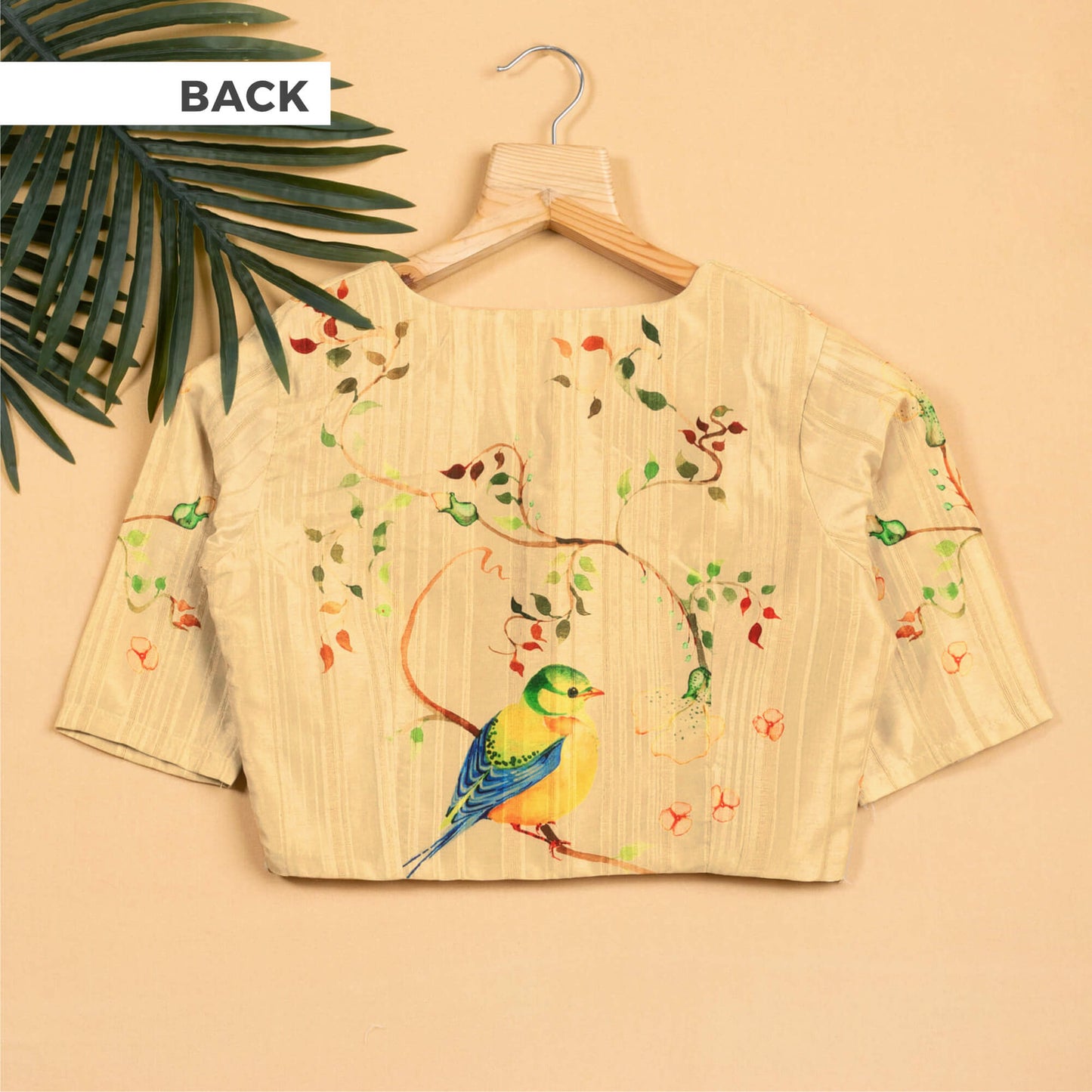 Leaf Floral Printed V Neck Blouse