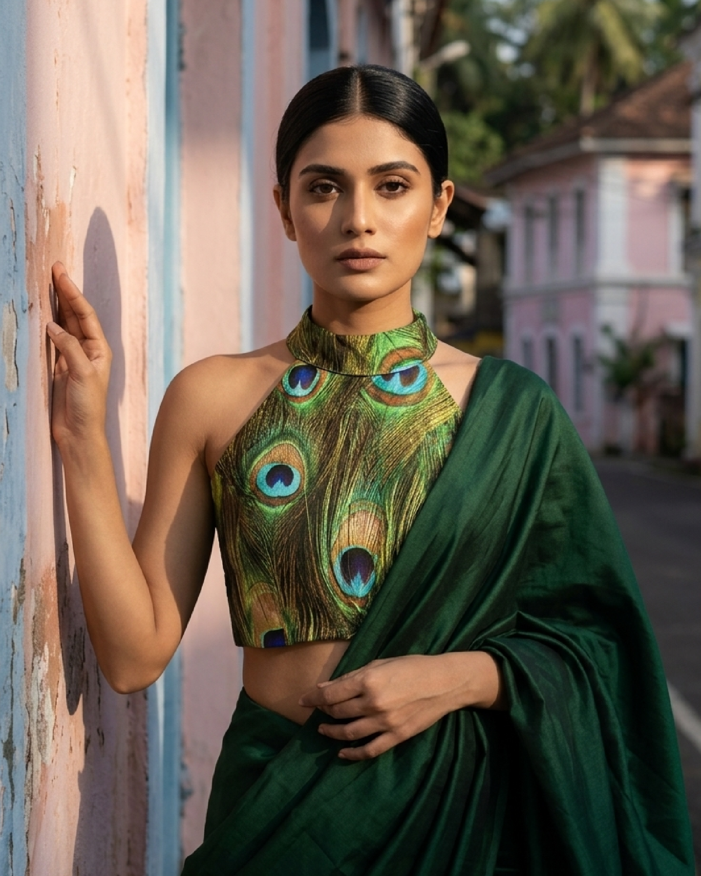Peacock Feather Printed Blouse