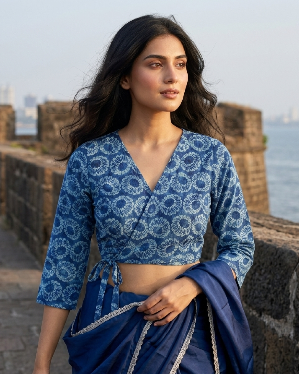 Exclusive V Neck Wrap Blouse