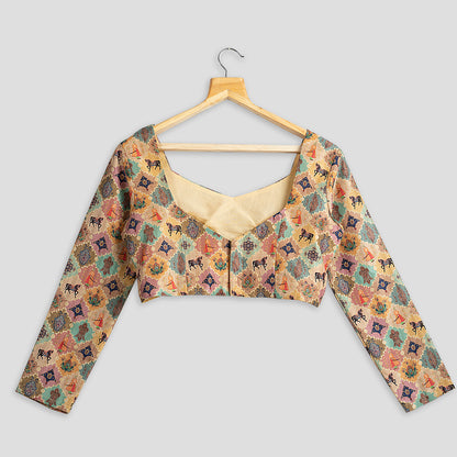 Traditional Printed Silk Blouse