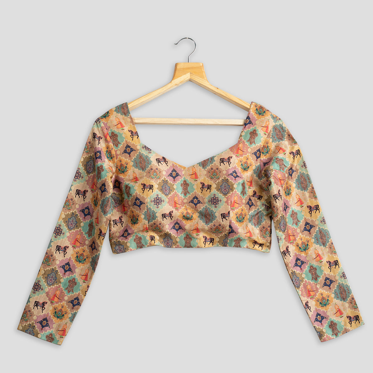 Traditional Printed Silk Blouse