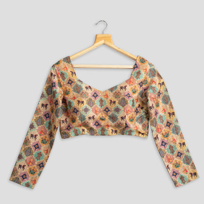 Traditional Printed Silk Blouse