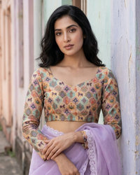 Traditional Printed Silk Blouse