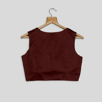 Maroon Plain V Neck Blouse