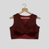 Maroon Plain V Neck Blouse