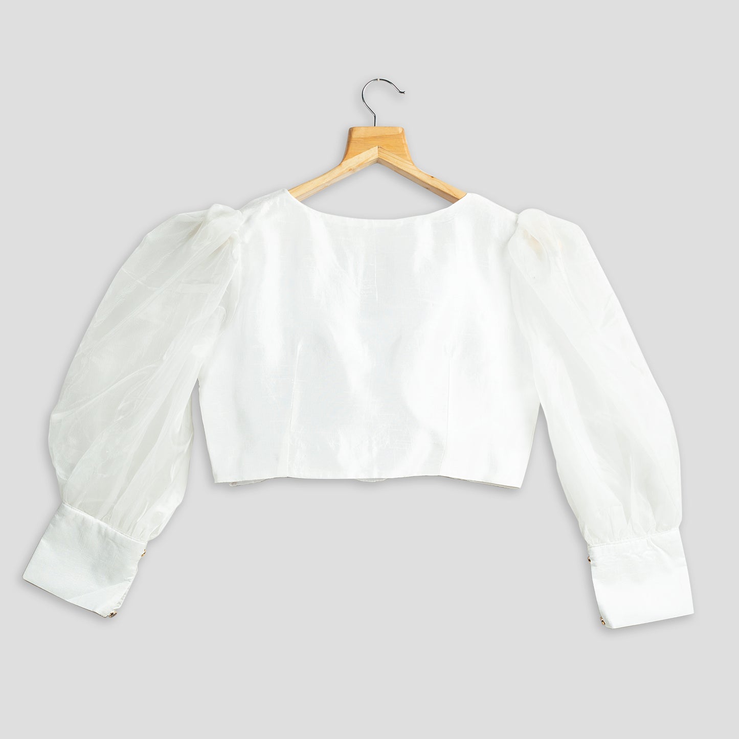 Classic White Cuff Button Silk Blouse