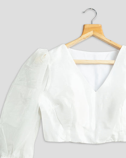 Classic White Cuff Button Silk Blouse