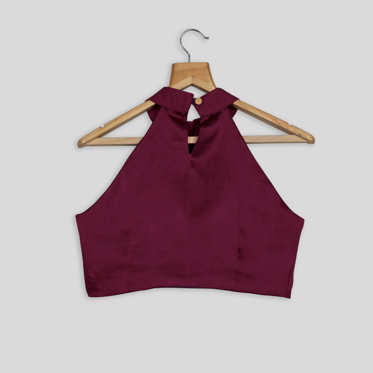 Sangaria Purple Satin Halter Neck Blouse