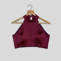 Sangaria Purple Satin Halter Neck Blouse