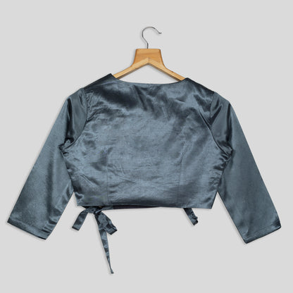 Exclusive Grey Wrap Silk Blouse