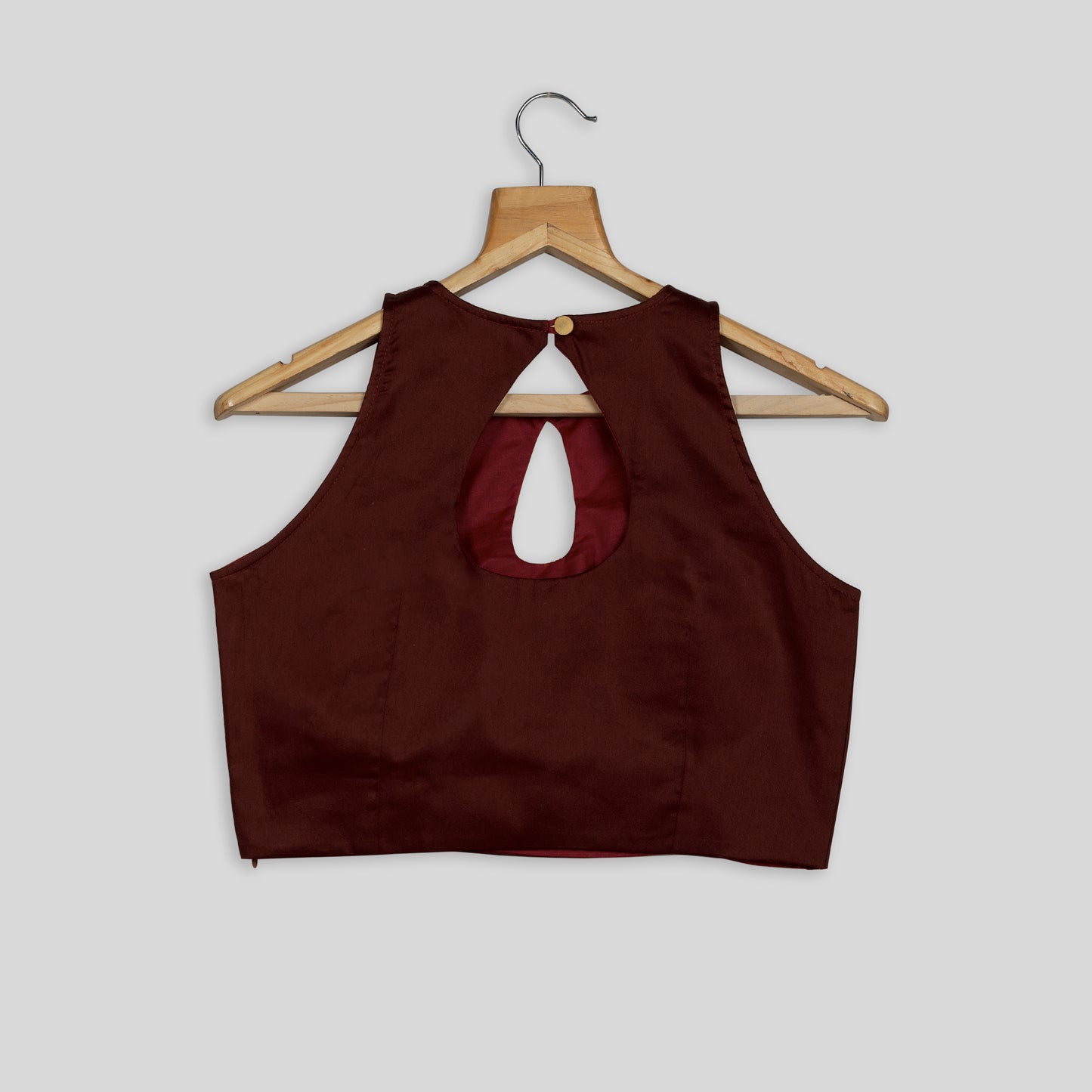 Classic Maroon Keyhole Neck Cotton Blouse