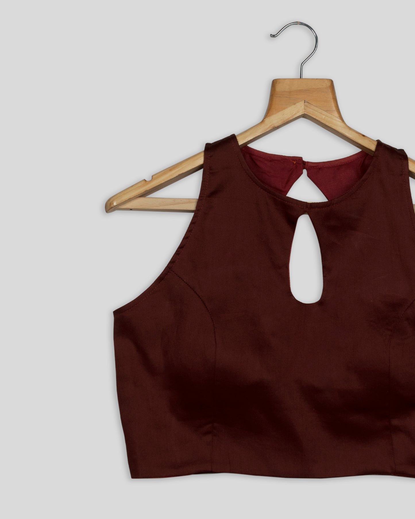 Classic Maroon Keyhole Neck Cotton Blouse