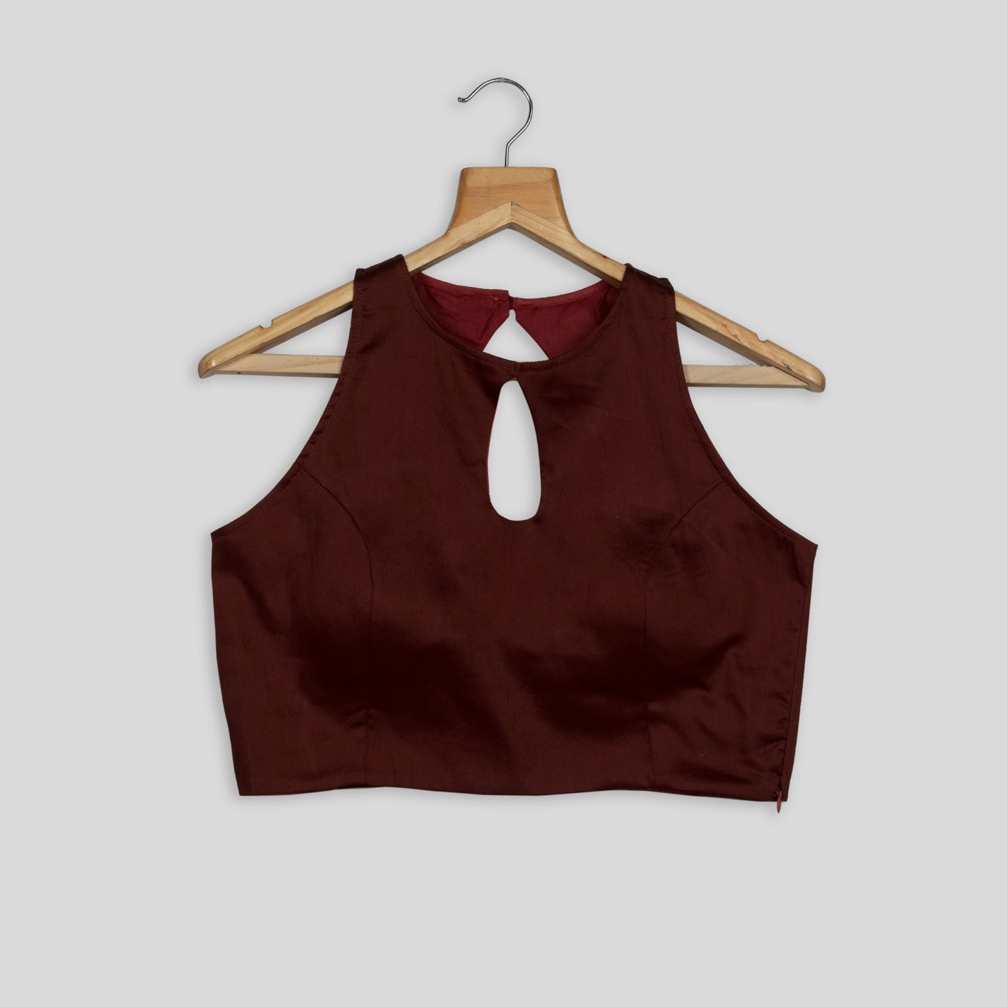 Classic Maroon Keyhole Neck Cotton Blouse