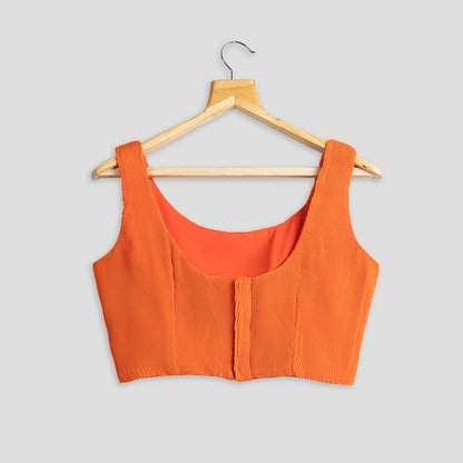 Classic Orange Pleated Blouse