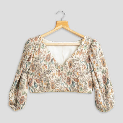 Trendy Seamless Floral Pleated Blouse