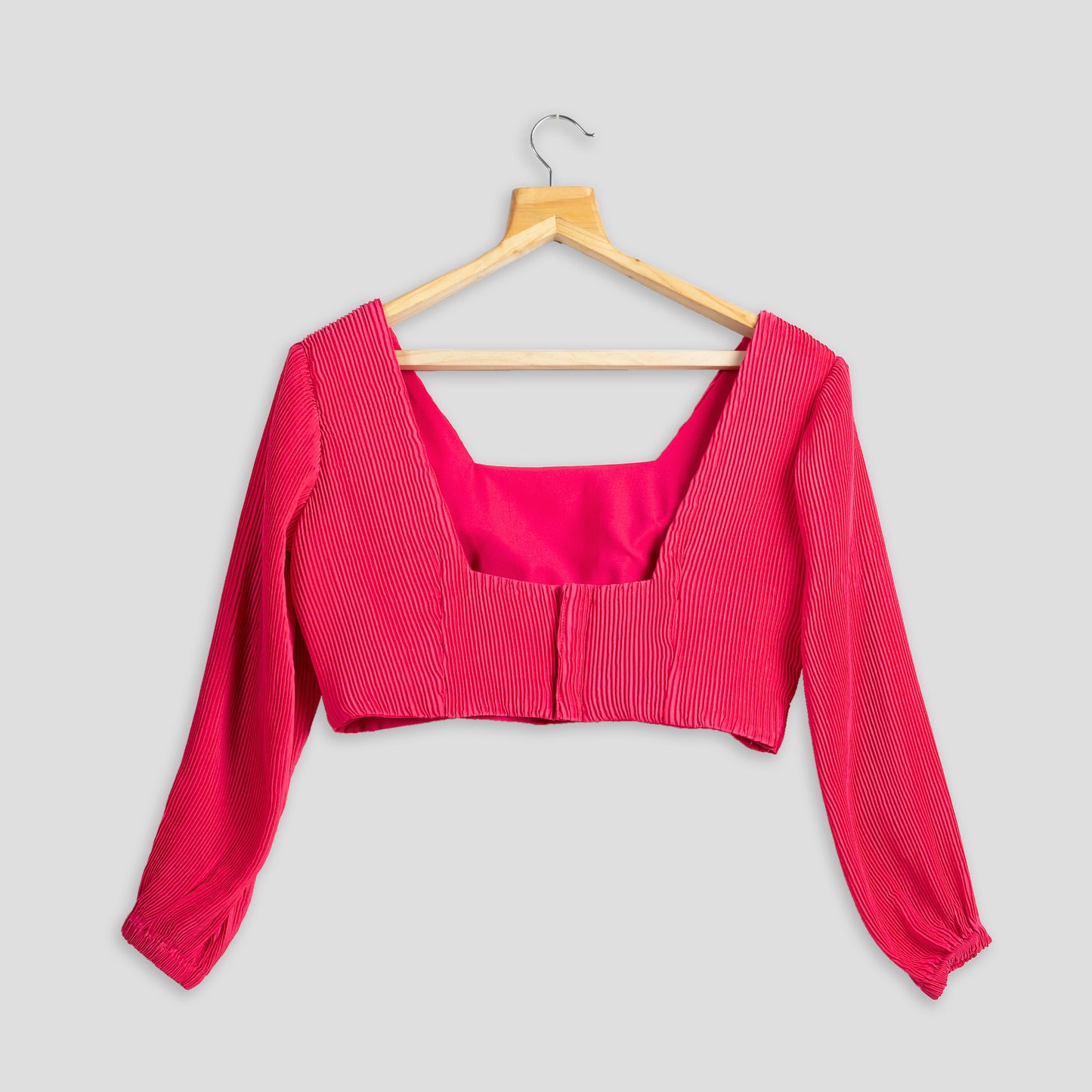 Classic Hot Pink Plain Pleated Blouse
