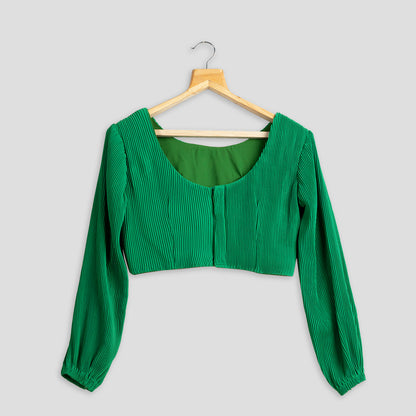 Classic Emerald Plain Pleated Blouse