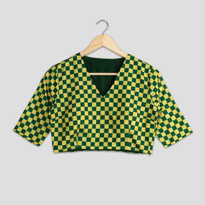 Trendy Checked Silk Blouse