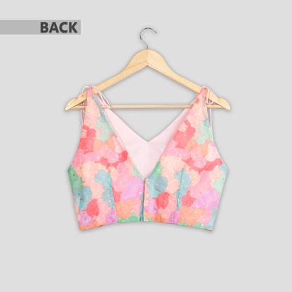 Bestselling Sequins Embroidery Spaghetti Tie Up Blouse