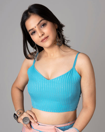 Embroidery V Neck Blouse For Stylish Women