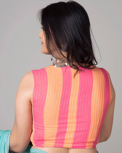 Embroidery Adorned Blouse For Women With Stylish Side Zip