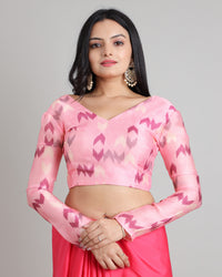 Full of Flair: Ikkat Print V-Neck Blouse For Women
