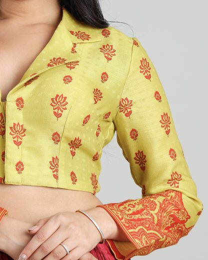 Stylish Fusion Ethnic Pasmina Blouse For Women