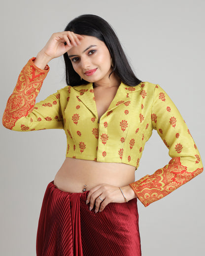 Stylish Fusion Ethnic Pasmina Blouse For Women