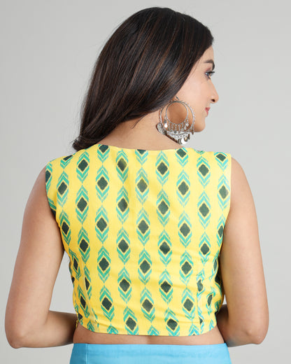 Dress for Success: Empowering Sleeveless Ikkat Print Blouse