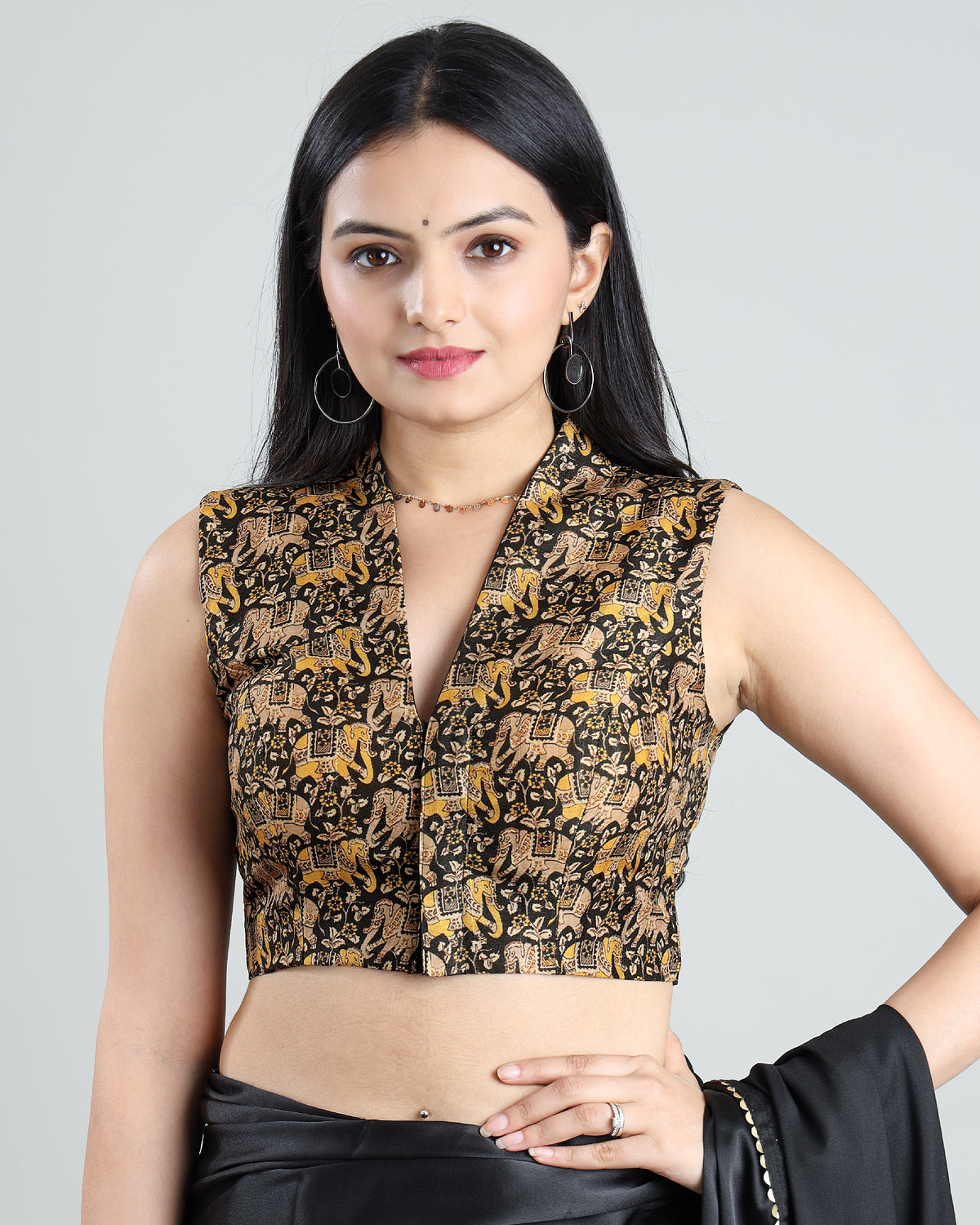 Art Meets Fashion: Kalamkrii Print Sleeveless Blouse