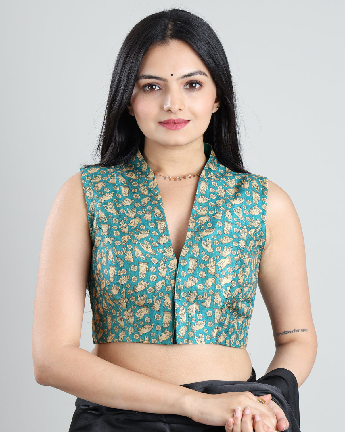Wear Your Story: Sleeveless Kalamkari Print Silk Blouse