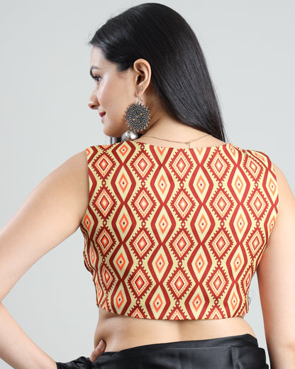 Ikkat Print Infusion Sleeveless Blouse