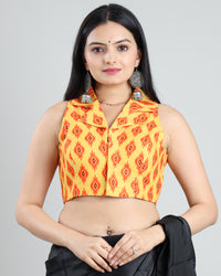 Sleeveless Retro Ikkat Print Blouse