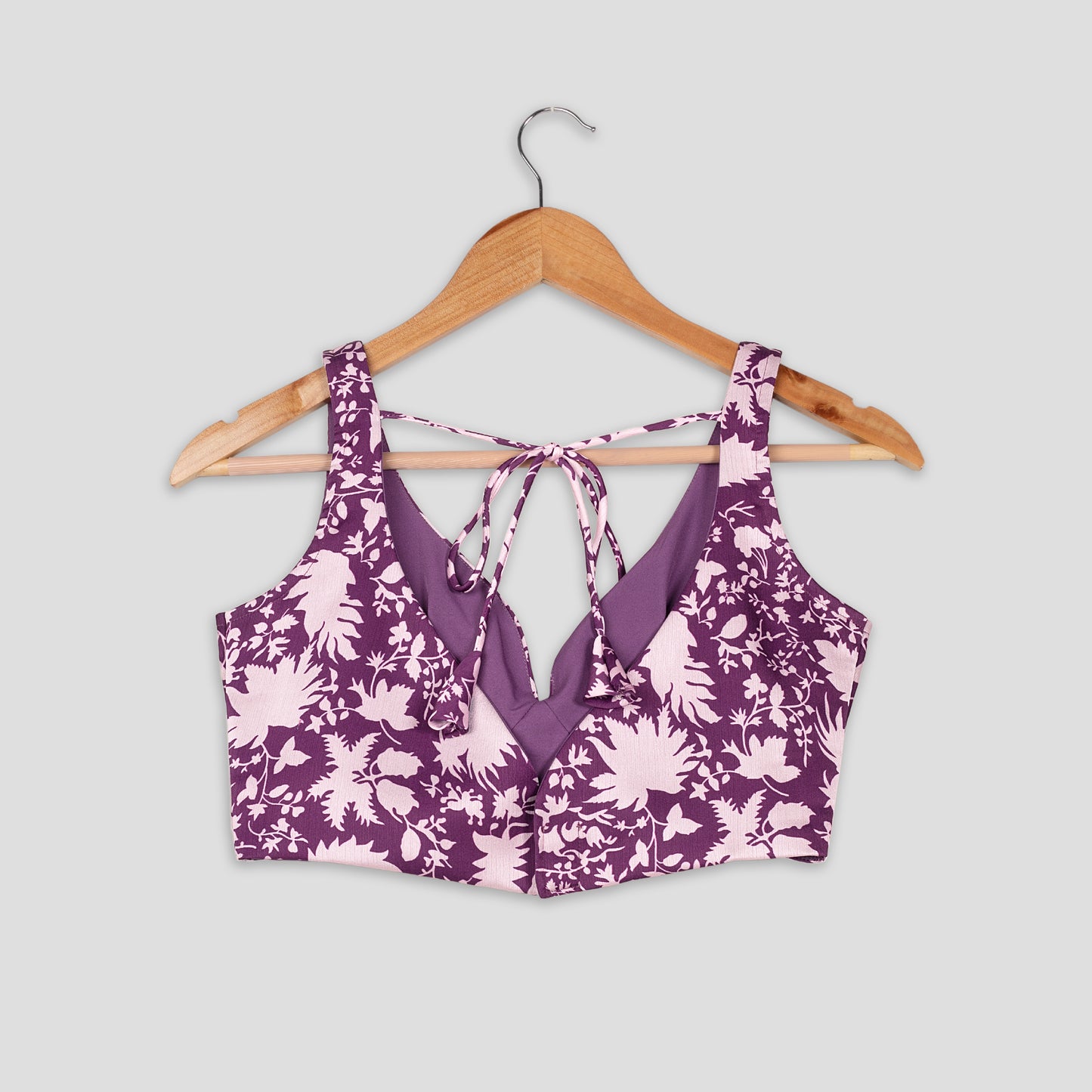 Romantic Edit : Purple Floral Sweet Heart Neck Blo