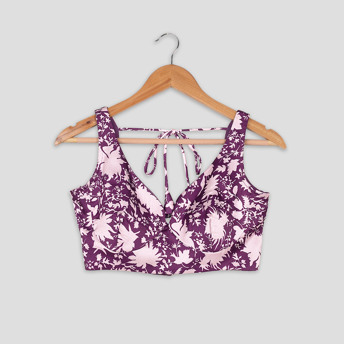 Romantic Edit : Purple Floral Sweet Heart Neck Blo