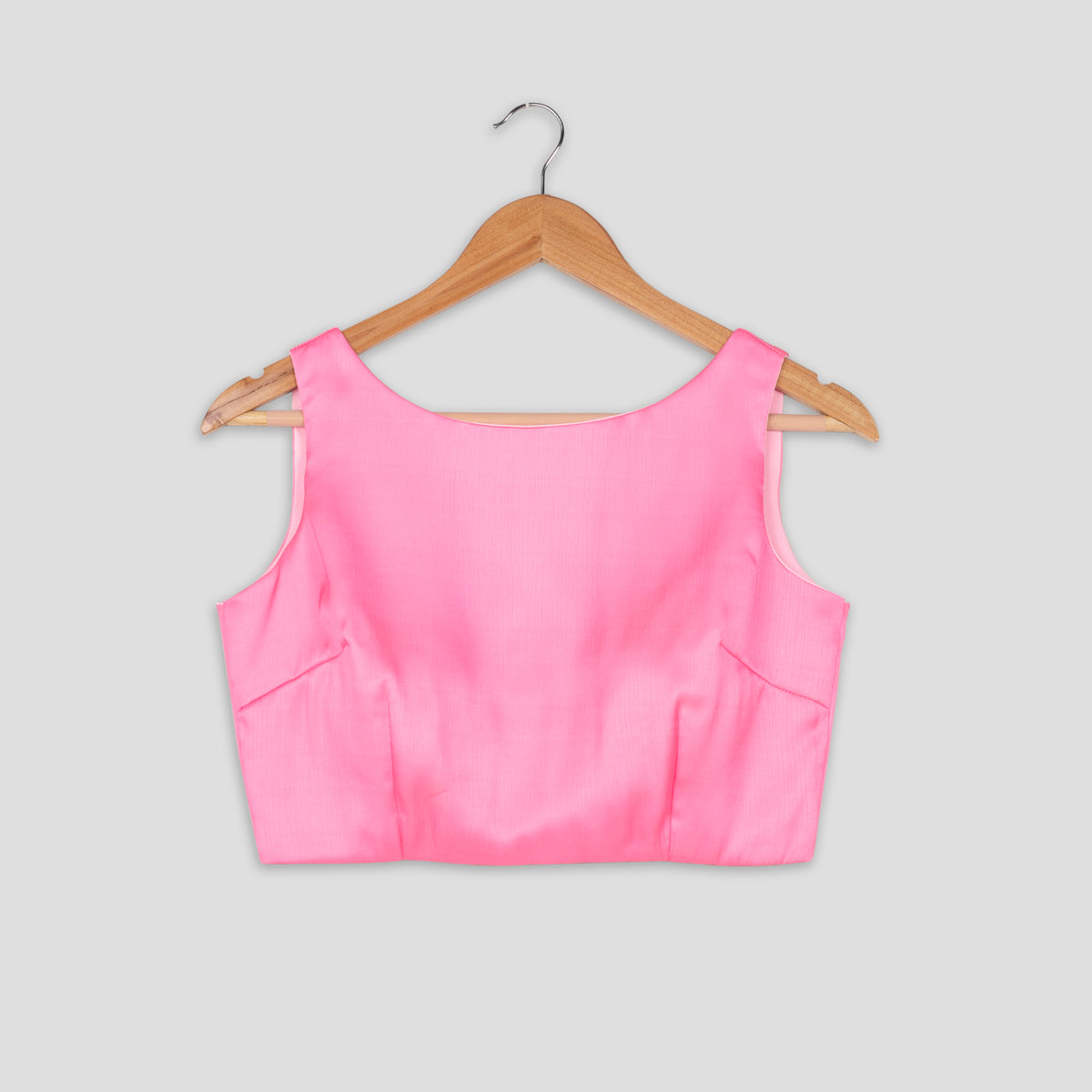 Classic Pink Boat Neck Sleeveless Blouse