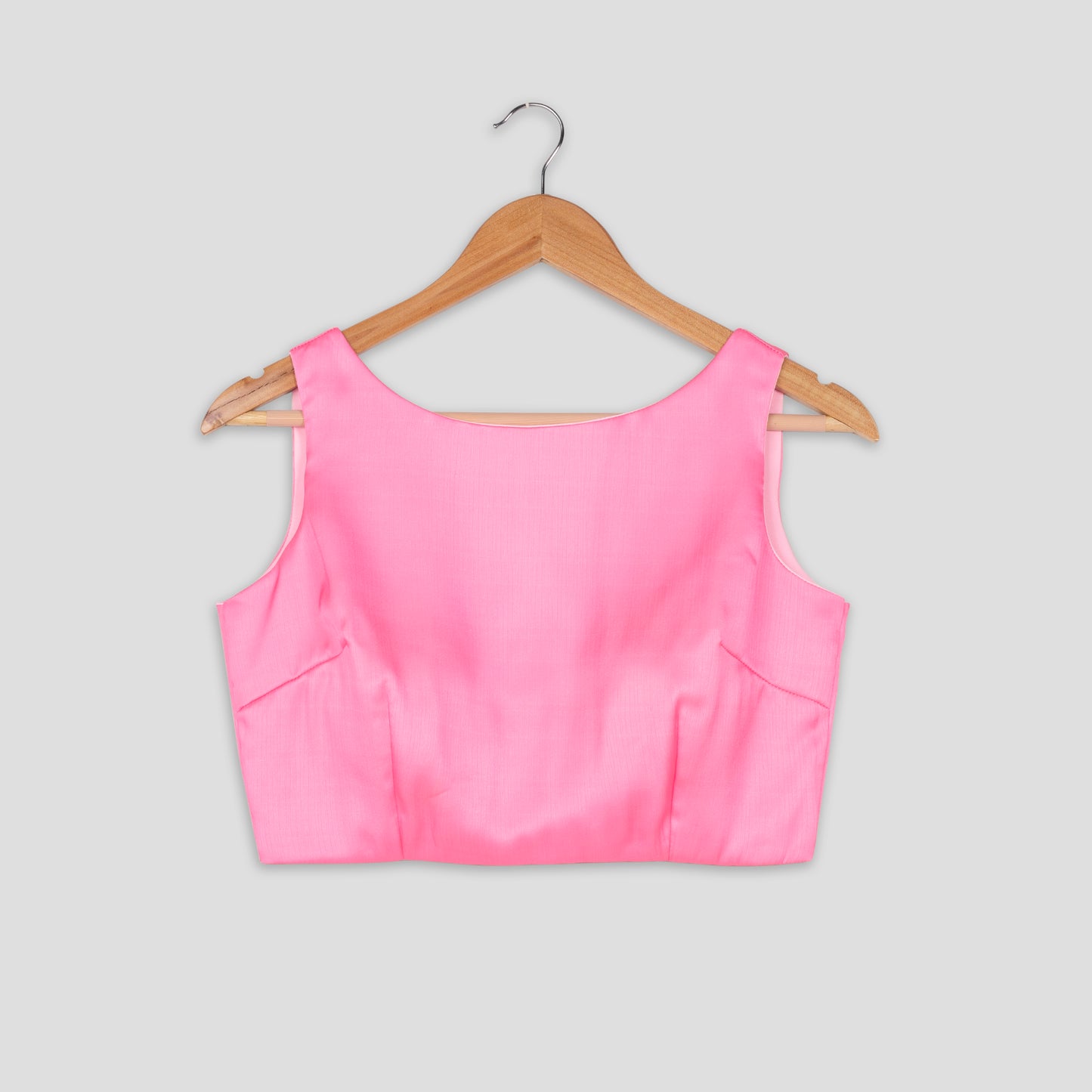 Classic Pink Boat Neck Sleeveless Blouse