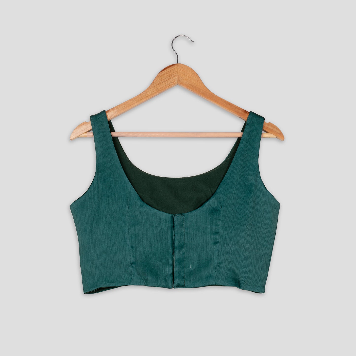 Classic Pine Green Round Neck Sleeveless Blouse