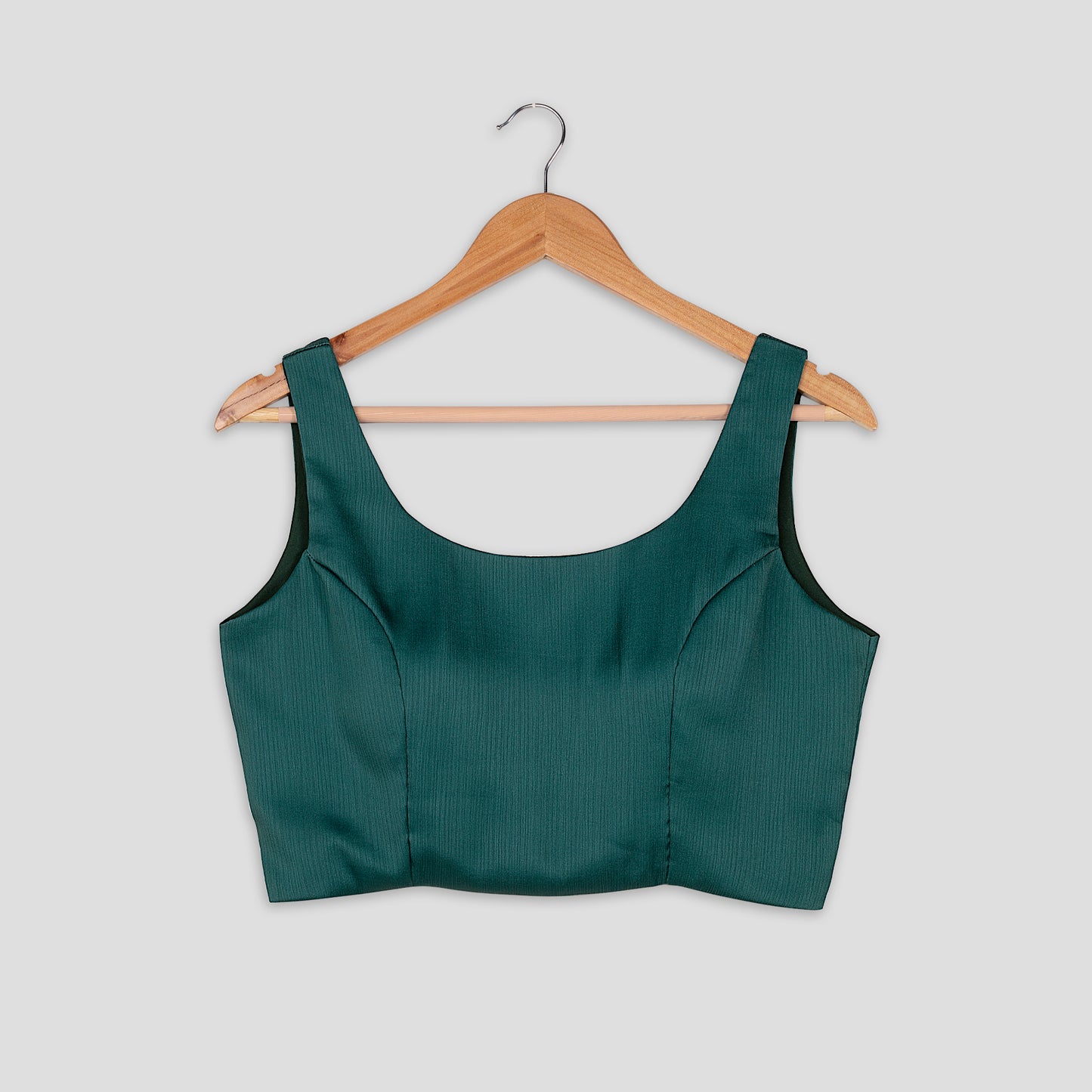 Classic Pine Green Round Neck Sleeveless Blouse