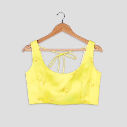 Classic Yellow Round Neck Sleeveless Blouse